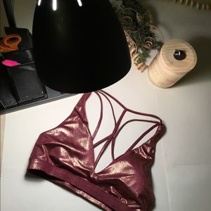 Sexy Burgundy Sparkle Sports Bra